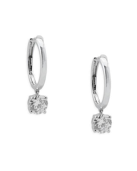 Saks Fifth Avenue White 14K & 1.45 Tcw Lab-Grown Diamond Hoop Earrings