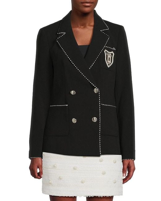 Karl Lagerfeld Black Whipstich Trim Jacket With Crest Patch