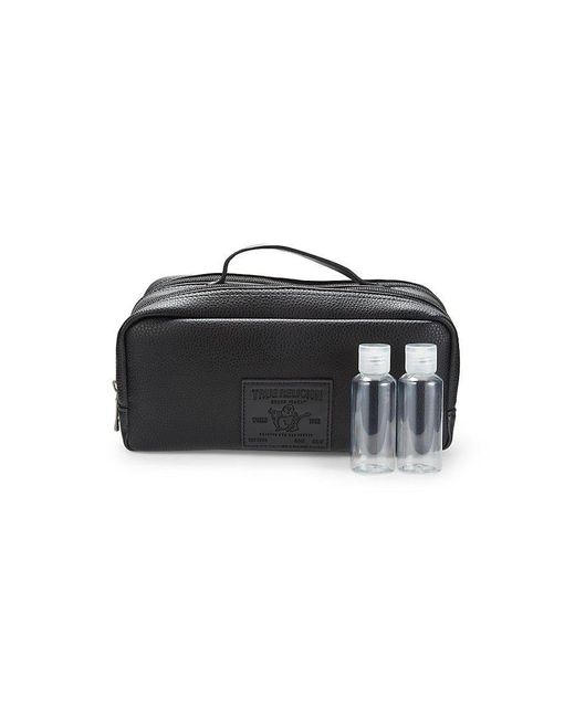 True Religion Black 3-piece Travel Bag & Bottle Toiletry Kit for men
