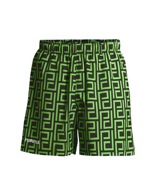 Purple Brand Logo Printed Swim Shorts in Green for Men | Lyst UK