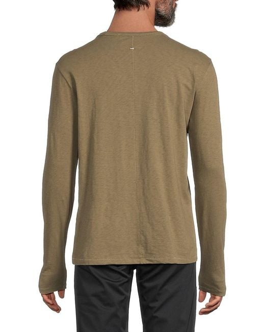 Rag & Bone Green Heathered Long-Sleeve Cotton T-Shirt for men