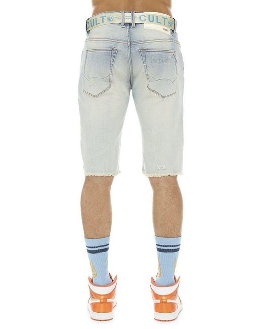Cult Of Individuality Slim Fit Distressed Belted Jean Shorts in Blue for  Men | Lyst