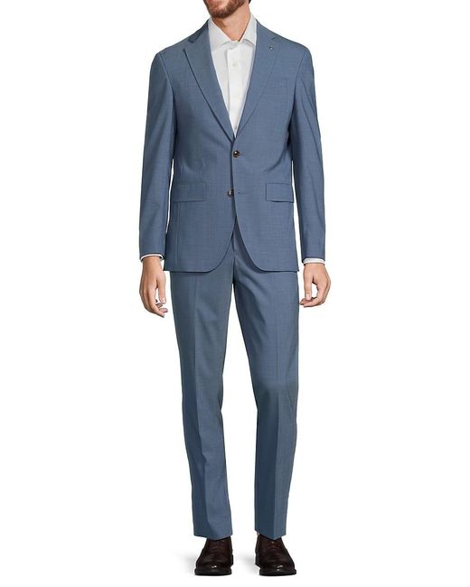 Ted Baker Blue Single-Breasted Two-Button Wool Suit for men