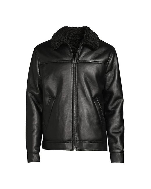 The Kooples Black Faux Fur Lined Faux Leather Jacket for men