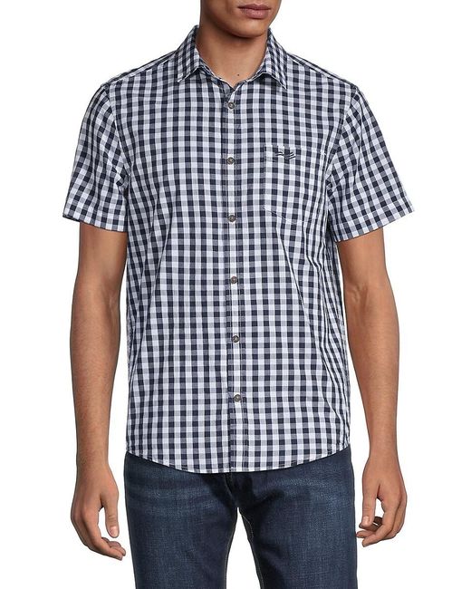 Perry Ellis Cotton Gingham Shortsleeve Buttondown Shirt in Bright