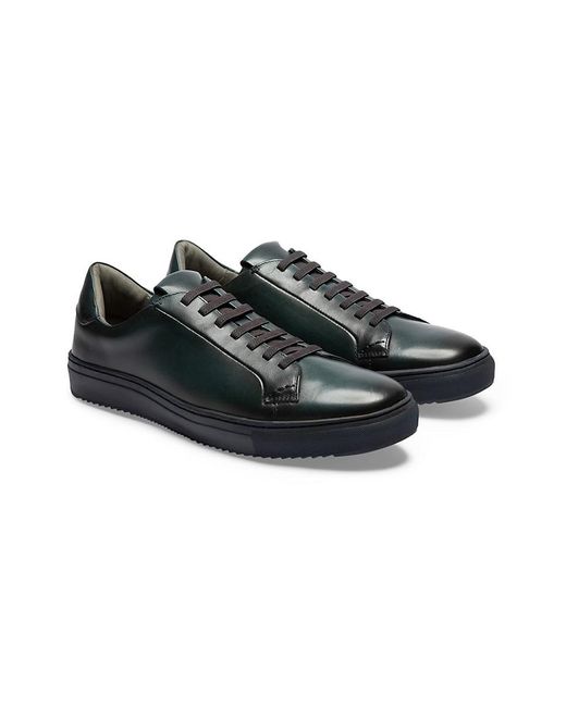 Gernie NYC Black Leather Laceless Low-Top Sneakers for men