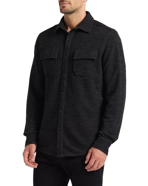Robert Graham Black Wayne Curved Hem Cotton-Blend Shirt for men