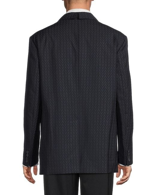 Valentino Black Wool-Mohair Monogram Modern-Fit Jacket for men