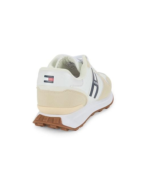 Tommy Hilfiger White Faux Leather Low Top Sneakers for men