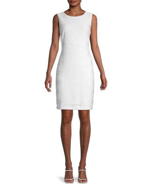 Tommy Hilfiger White Textured Sleeveless Dress