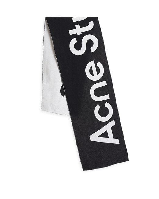 Acne White Reversible Logo Scarf for men