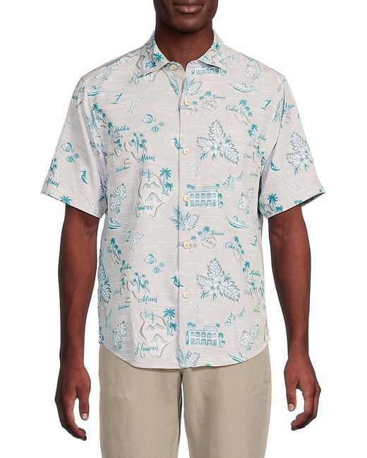 Tommy Bahama White Coconut Point Island-print Blend Shirt for men
