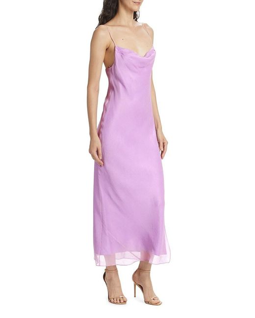 Vince Purple Silk Midi Slip Dress