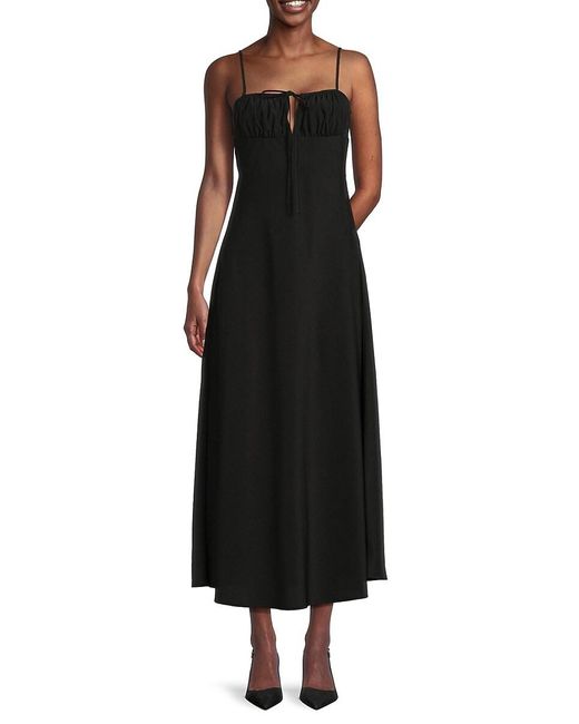 WeWoreWhat Black Solid Fit & Flare Midi Dress