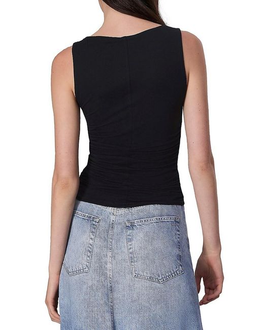 Rag & Bone Black Luca Ruched Sleeveless Tank
