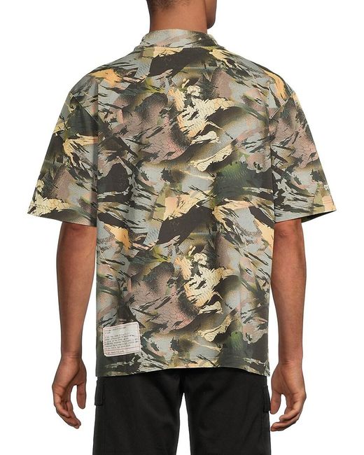 Heron Preston Green Abstract Print Cotton T-Shirt for men