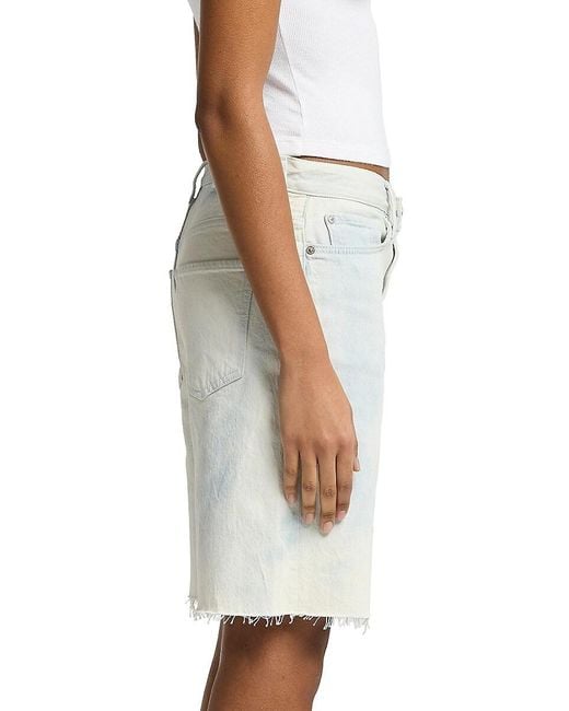 7 For All Mankind Blue Lola Bleached Denim Shorts