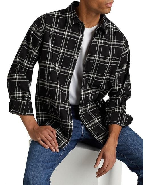FRAME Black Plaid Cotton Overshirt for men