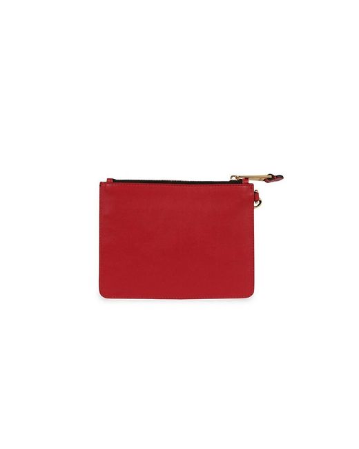 Moschino Red Biker Leather Wristlet Pouch