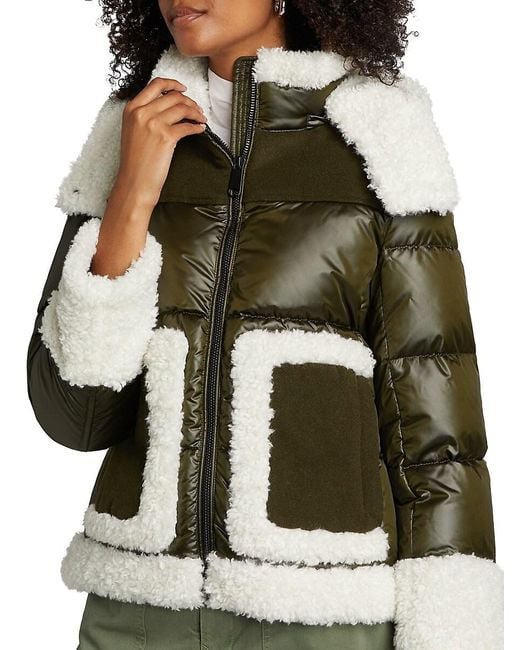 Mercer Collective Black Dana Mixed-media Hooded Down Coat