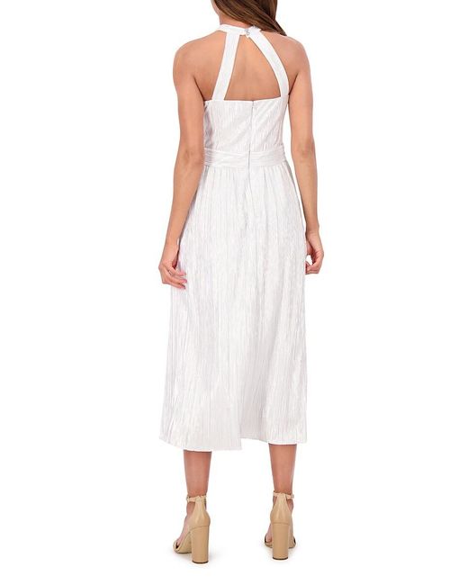 Kensie White Foiled Pleated Maxi-Dress
