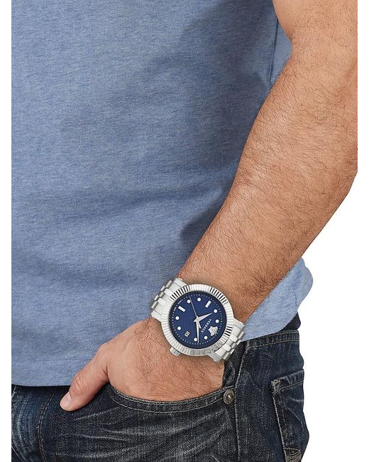 Versace Gray V-Classic 42Mm Stainless Steel Bracelet Watch for men