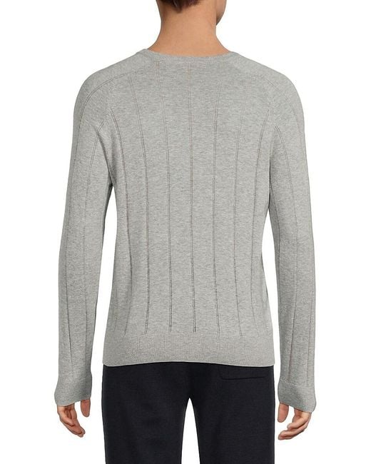 Bruno Magli Gray Textured Striped Sweater for men