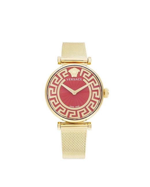 Versace Pink Greca Chic Ip & Guilloché Dial Bracelet Watch/35Mm