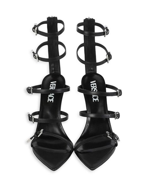 Versace Black Pin-point Leather Sandals