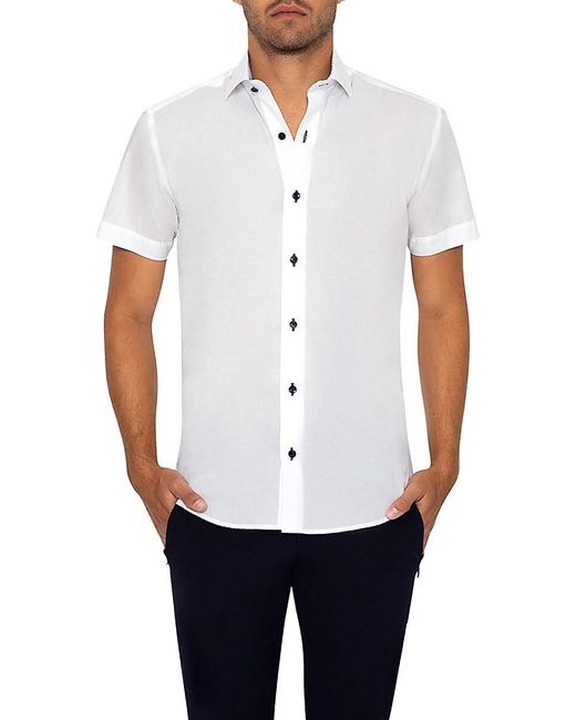 Bertigo White Lori Solid Short Sleeve Shirt for men
