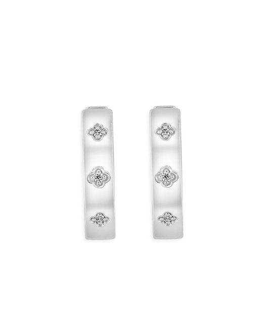 Effy White Sterling Silver & 0.04 Tcw Diamond Studded Huggie Earrings