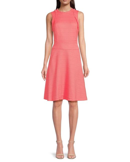 Tommy Hilfiger Pink Textured Fringed Knee Dress