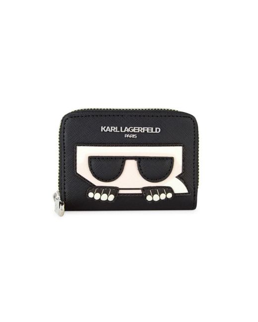 Karl Lagerfeld Women's Logo Faux Leather Card Wallet - Black Multi