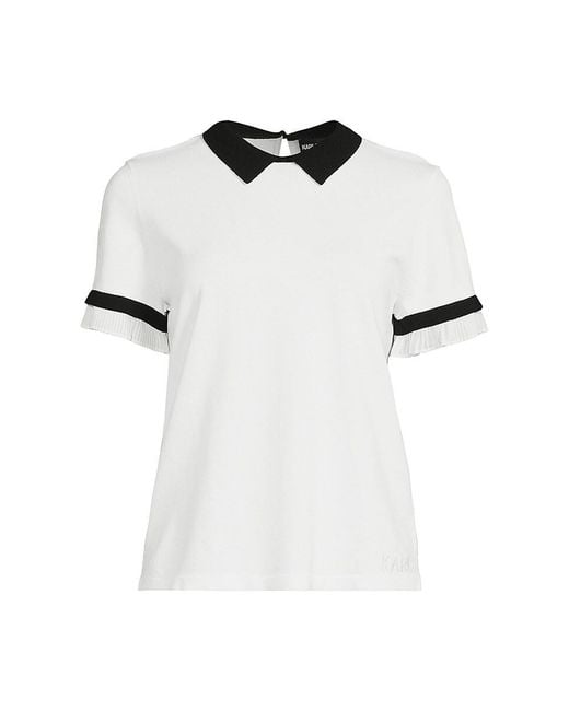 Karl Lagerfeld White Collared Top