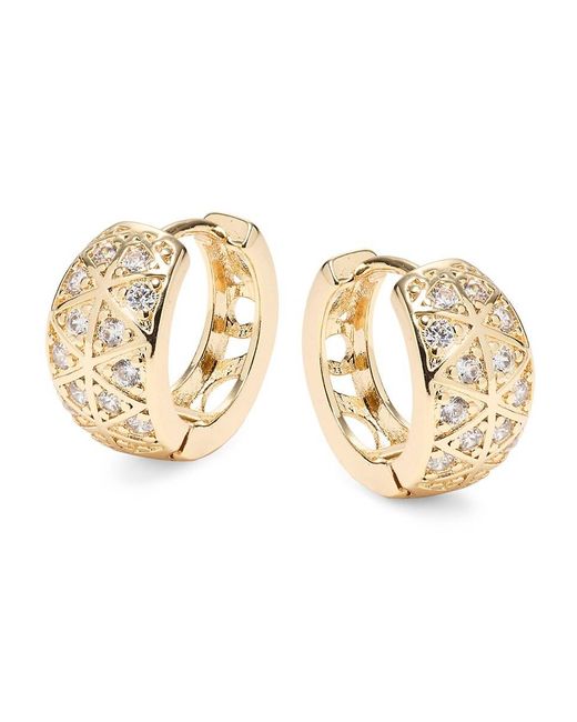 AREA STARS Metallic 14K Goldplated & Cubic Zirconia Huggie Earrings