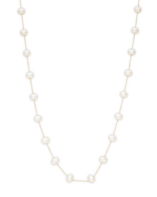 6mm-10mm Oval Pearl Station Necklace 