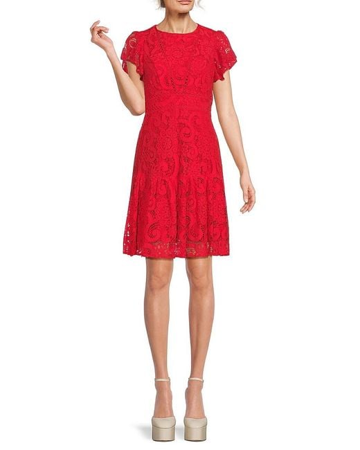 Nanette Lepore Red Lace Sheath Dress