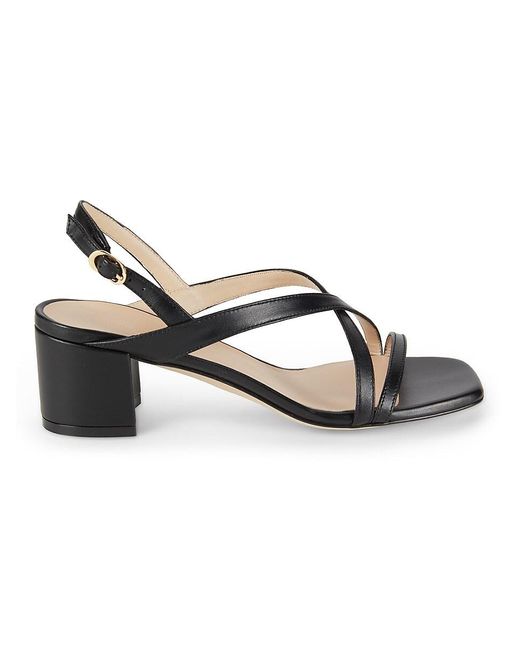 Stuart Weitzman Brown Oasis 50Mm Leather Block Sandals