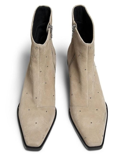 Rag & Bone Natural Joni Studded Suede Zip Boots
