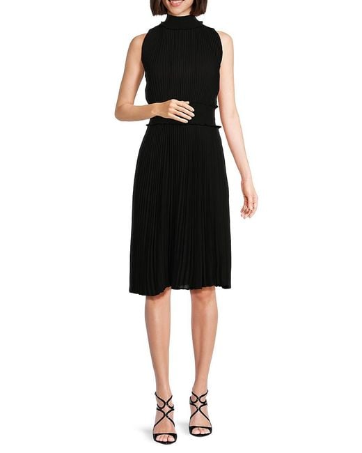 Nanette Lepore Black Pleated Blouson Dress