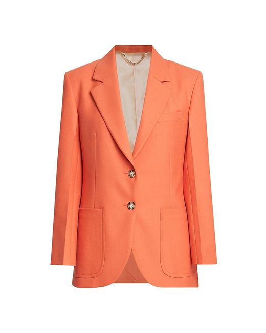Victoria Beckham Orange Single-Breasted Wool-Blend Jacket