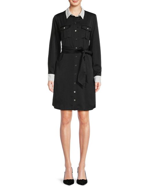 Karl Lagerfeld Black Belted Shirt Dress