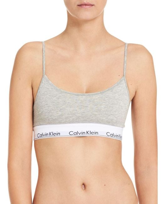 Calvin Klein Modern Cotton Skinny Strap Bralette in Gray
