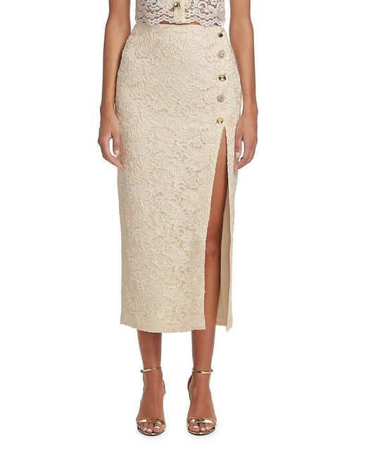 Self-Portrait Natural Corded Lace Midi-Skirt
