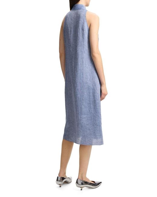 Theory Blue Chambray Button-Front Shirtdress