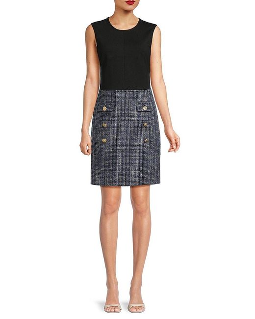 Karl Lagerfeld Black Mixed Media Sleeveless Minidress
