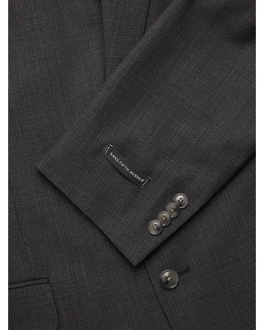 Saks Fifth Avenue Black Saks Fifth Avenue Modern Fit Crosshatch Wool Blend Suit for men