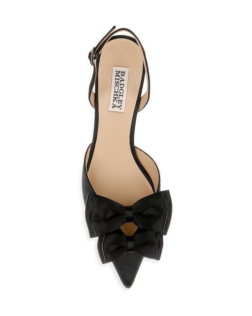 Badgley Mischka Black Giovanna 65Mm Double-Bow Satin Slingback Pumps