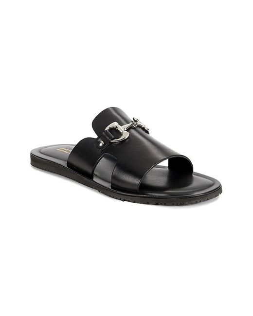 Saks Fifth Avenue Black Leather Bit Sandals for men
