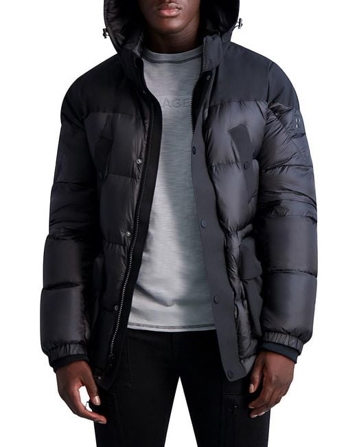 Karl Lagerfeld Hooded Puffer Jacket in Black for Men Lyst